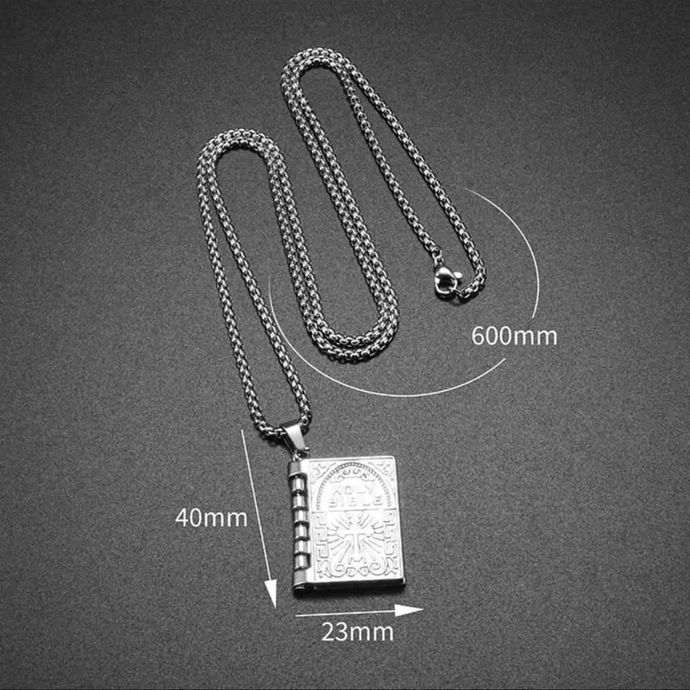 $5 BIBLE NECKLACE WITH TURNING PAGES. SILVER. NEW. $5 IF BUNDLED - Picture 5 of 12